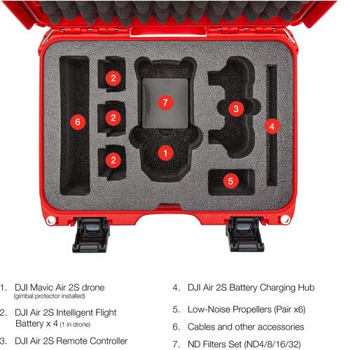  Nanuk 915 Waterproof Hard Case with Insert for DJI Air 2S Fly More Combo (Red)