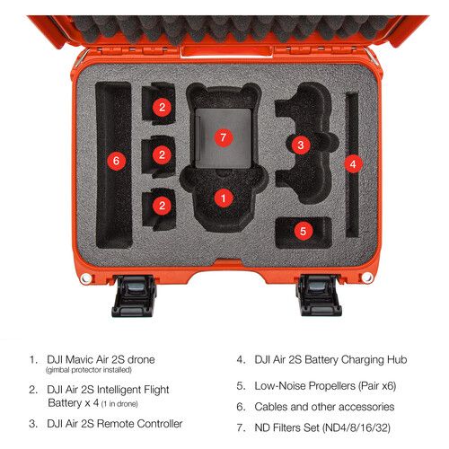  Nanuk 915 Waterproof Hard Case with Insert for DJI Air 2S Fly More Combo (Orange)