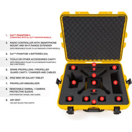  Nanuk 945 Waterproof Hard Case for DJI Phantom 4/4 Pro/4 Pro+ & Phantom 3 (Yellow)