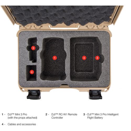  Nanuk 909 Waterproof Hard-Shell Case for DJI Mini 3 Pro & RC-N1 Remote (Tan)