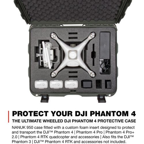  Nanuk 950 Waterproof Hard-Shell Case for DJI Phantom 4 RTK (Olive)