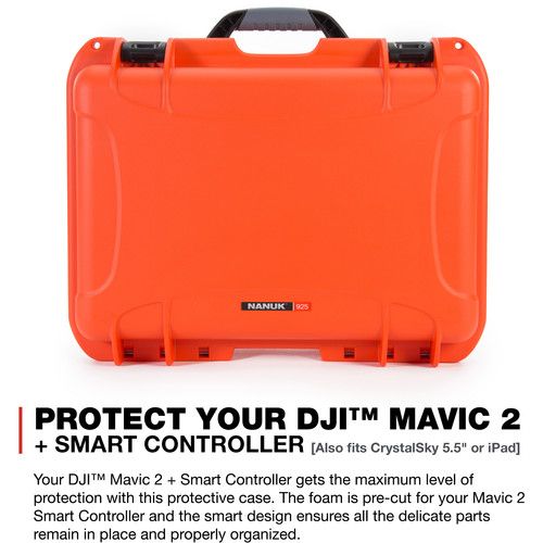  Nanuk 925 Waterproof Hard Case for DJI Mavic 2 Pro/Zoom + Smart Controller (Orange)