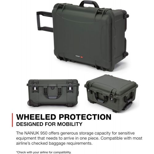  Nanuk Waterproof Hard Case with Wheels and Foam Insert, Olive (950-1006)