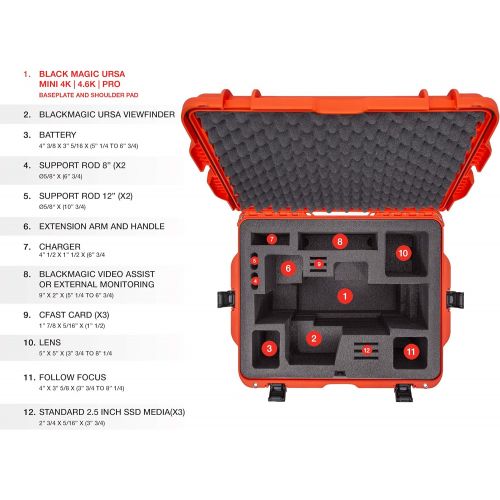  Nanuk 960 Waterproof Hard Case with Foam Insert for URSA PRO w/Wheels - Orange