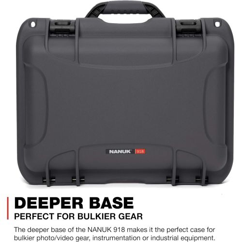  Nanuk 918 Waterproof Hard Carrying Case with Pick and Pluck Foam Insert - Graphite