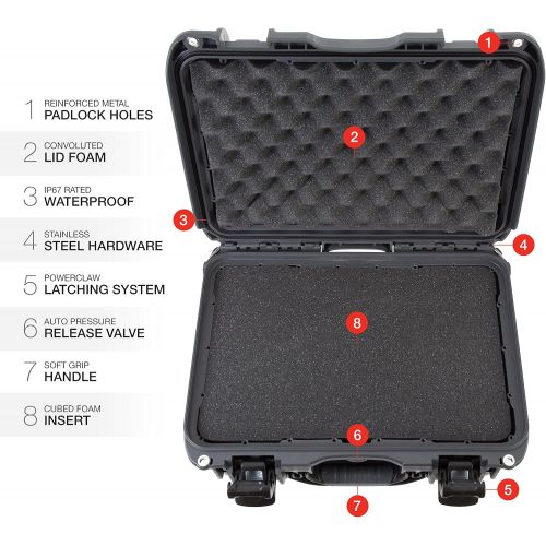  Nanuk 918 Waterproof Hard Carrying Case with Pick and Pluck Foam Insert - Graphite