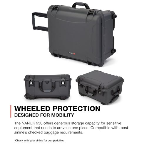  Nanuk 950 Waterproof Hard Case with Wheels Empty - Graphite