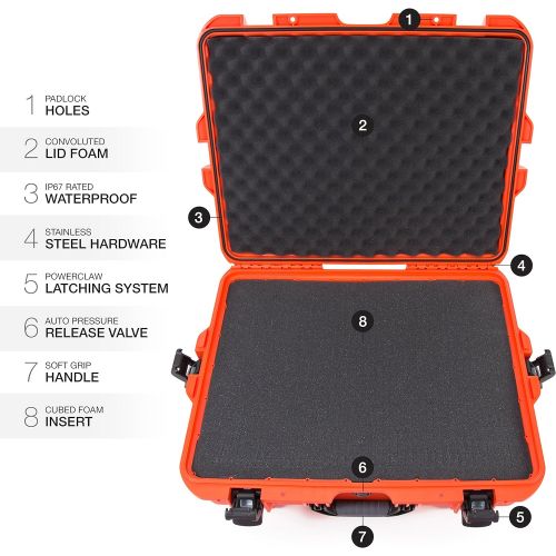  Nanuk 945 Waterproof Hard Case with Foam Insert - Orange