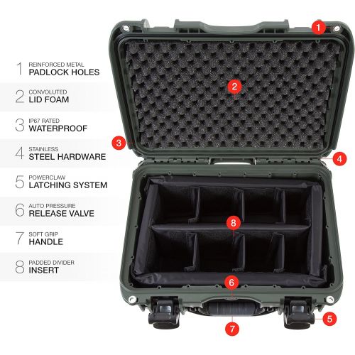  Nanuk 918 Waterproof Hard Carrying Case with Padded Dividers - Olive