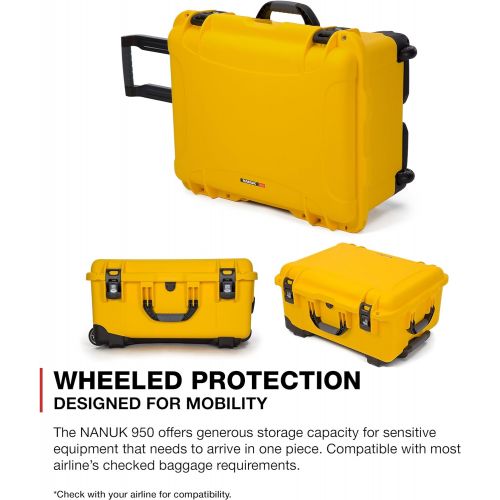  Nanuk 950 Waterproof Hard Case with Wheels Empty - Yellow