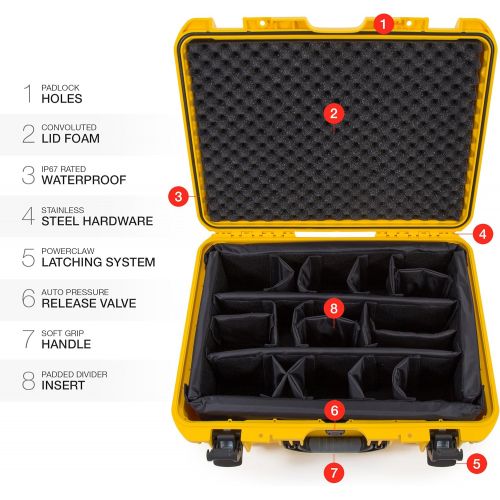  Nanuk 940 Waterproof Hard Case with Padded Dividers - Yellow