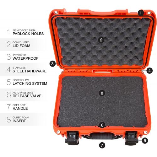  Nanuk 918 Waterproof Hard Carrying Case with Pick and Pluck Foam Insert - Orange