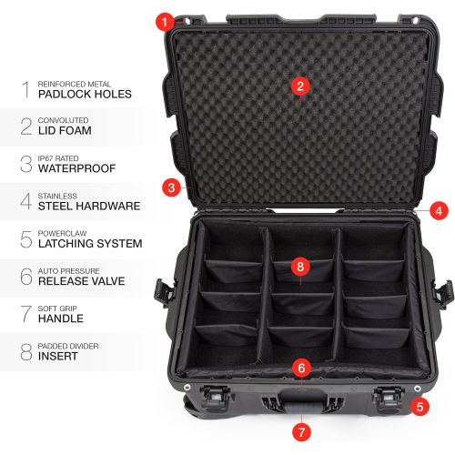  Nanuk 960 Waterproof Hard Case with Wheels and Padded Divider - Black