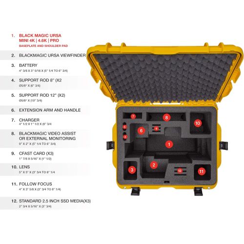  Nanuk 960 Waterproof Hard Case with Foam Insert for URSA PRO w/Wheels - Yellow