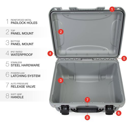  Nanuk 933 Waterproof Hard Case Empty - Silver