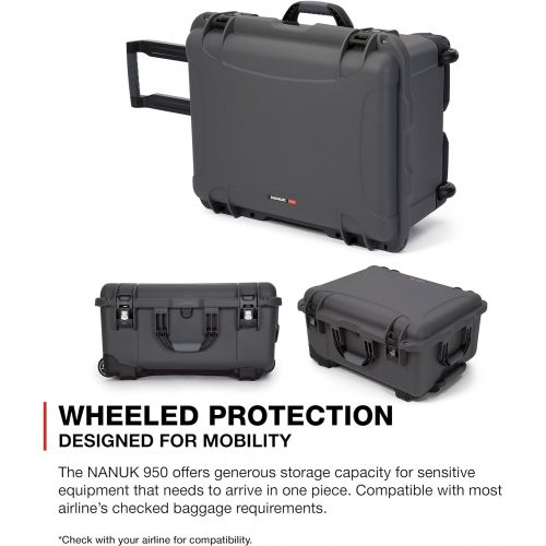  Nanuk 950 Waterproof Hard Case with Wheels and Foam Insert - Graphite