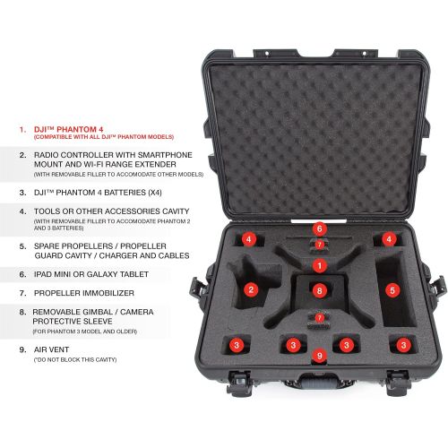  Nanuk DJI Drone Waterproof Hard Case with Custom Foam Insert for DJI Phantom 4/ Phantom 4 Pro (Pro+) / Advanced (Advanced+) & Phantom 3 - 945-DJI41 Black