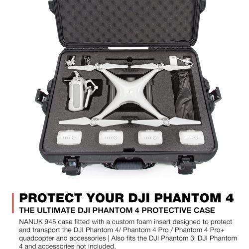 Nanuk DJI Drone Waterproof Hard Case with Custom Foam Insert for DJI Phantom 4/ Phantom 4 Pro (Pro+) / Advanced (Advanced+) & Phantom 3 - 945-DJI41 Black