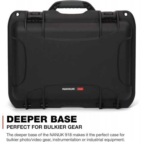  Nanuk 918 Medium Waterproof Hard Case with Padded Dividers 16.9 x 12.9 x 9.3 - Black (918-2001)