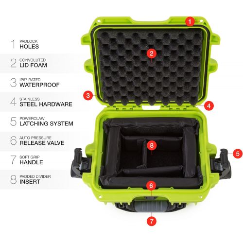  Nanuk 905 Waterproof Hard Case with Padded Dividers - Lime