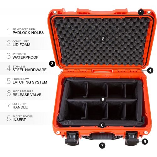  Nanuk 918 Waterproof Hard Carrying Case with Padded Dividers - Orange