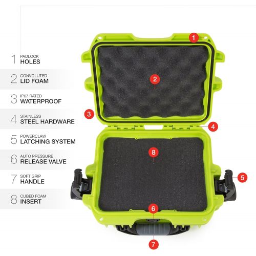  Nanuk 905 Waterproof Hard Case with Foam Insert - Lime