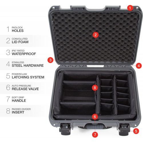  Nanuk 925 Waterproof Hard Case with Padded Dividers - Graphite