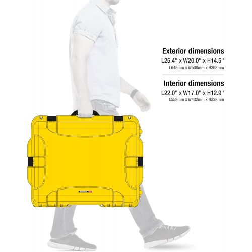  Nanuk 960 Waterproof Hard Case with Wheels and Padded Divider - Yellow