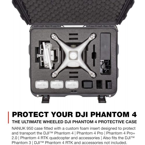  Nanuk DJI Drone Waterproof Hard Case with Wheels and Custom Foam Insert for DJI Phantom 4/ Phantom 4 Pro (Pro+) / Advanced (Advanced+) & Phantom 3 - 950-DJI47 Graphite