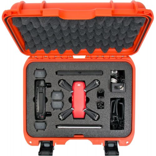  Nanuk 915 Waterproof Hard Drone Case with Custom Foam Insert for DJI Spark Flymore - Orange