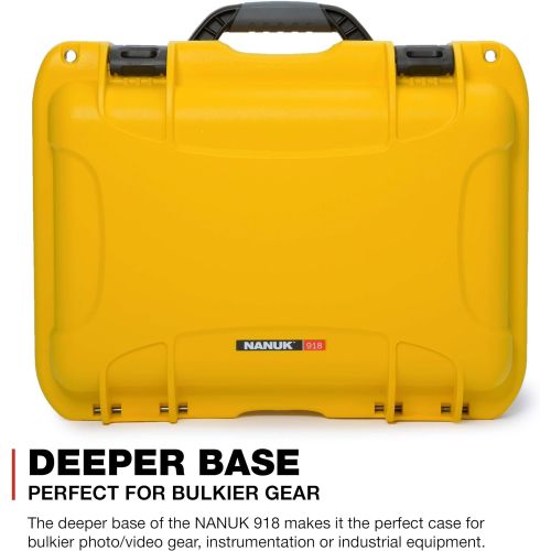  Nanuk 918 Waterproof Hard Carrying Case with Pick and Pluck Foam Insert - Yellow