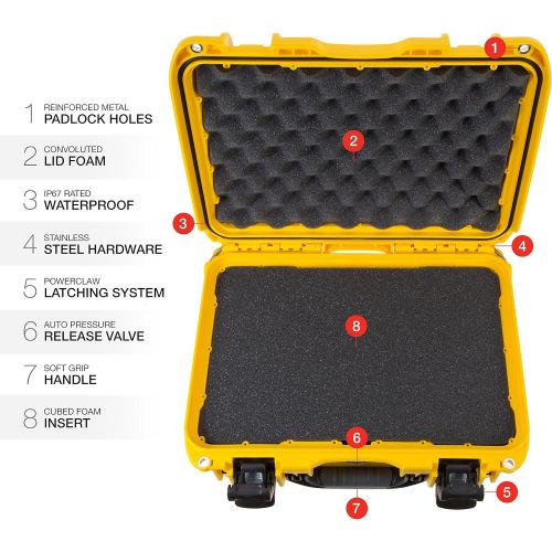  Nanuk 918 Waterproof Hard Carrying Case with Pick and Pluck Foam Insert - Yellow