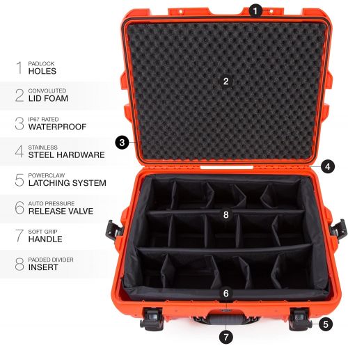  Nanuk 945 Waterproof Hard Case with Padded Dividers - Orange