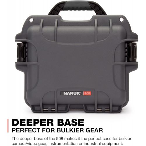  Nanuk 908 Waterproof Hard Case with Padded Divider - Graphite