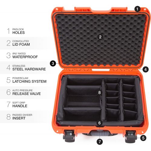  Nanuk 925 Waterproof Hard Case with Padded Dividers - Orange