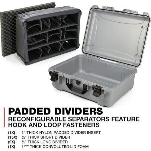  Nanuk 940 Waterproof Hard Case with Padded Dividers - Silver