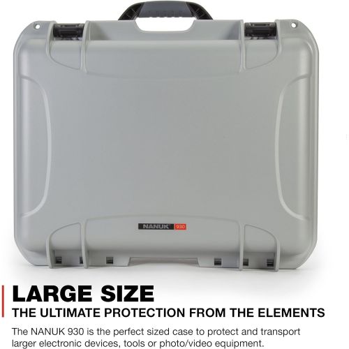  Nanuk 930 Waterproof Hard Case with Padded Dividers - Silver