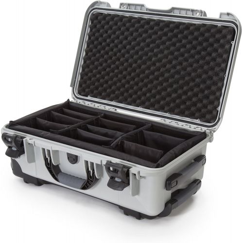  Nanuk 935 Waterproof Carry-On Hard Case with Wheels and Padded Divider - Silver