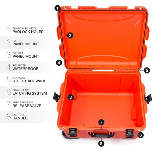  Nanuk 960 Waterproof Hard Case with Wheels Empty - Orange