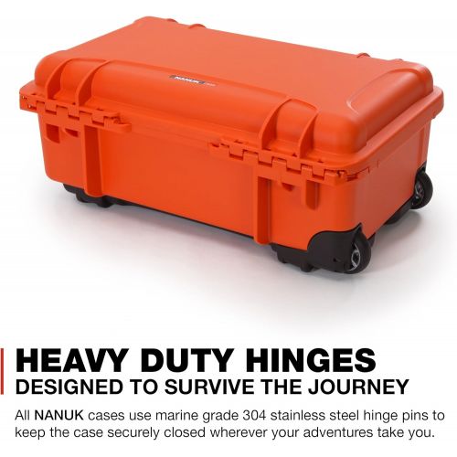  Nanuk 935 Waterproof Carry-On Hard Case with Wheels and Padded Divider - Orange