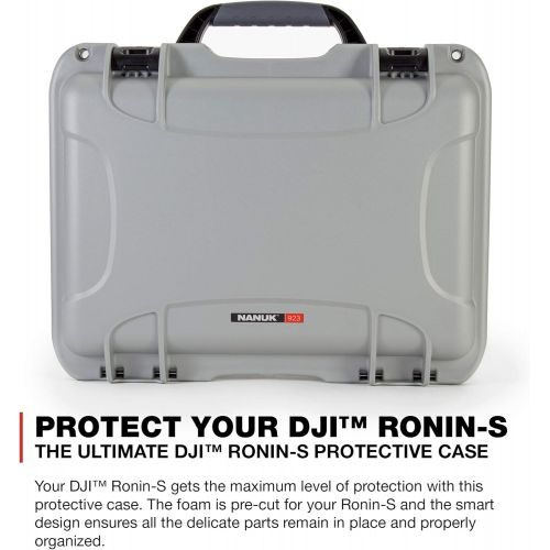  Nanuk 923 Ronin S Waterproof Hard Case with TSA Approved Travel Lock Latches, Custom Foam Insert for DJI Ronin-S Gimbal Stabilizer System - Silver