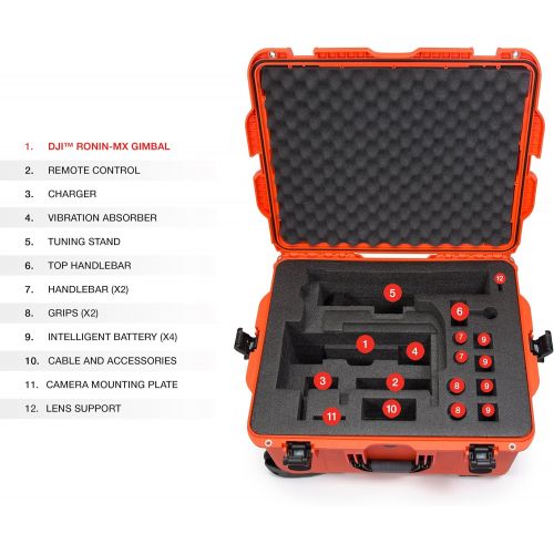  Nanuk Ronin MX Waterproof Hard Case with Wheels and Custom Foam Insert for Ronin MX Gimbal Stabilizer Systems - Orange