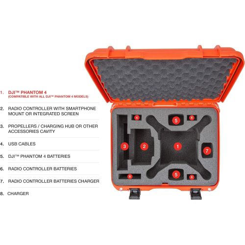  Nanuk 933 DJI Drone Waterproof Hard Case with Custom Foam Insert for The Phantom 4 Pro / 4 Pro+ / 4 Pro+ 2.0 & 4 RTK - Orange