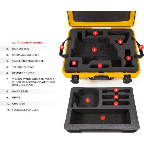  Nanuk 940 Ronin M Waterproof Hard Case with Custom Foam Insert for DJI Ronin M Gimbal Stabilizer System - Yellow