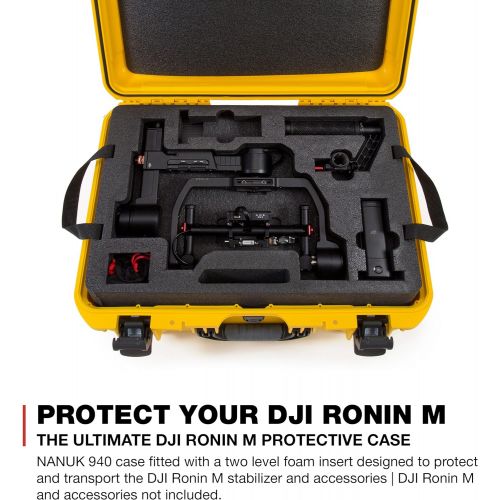  Nanuk 940 Ronin M Waterproof Hard Case with Custom Foam Insert for DJI Ronin M Gimbal Stabilizer System - Yellow