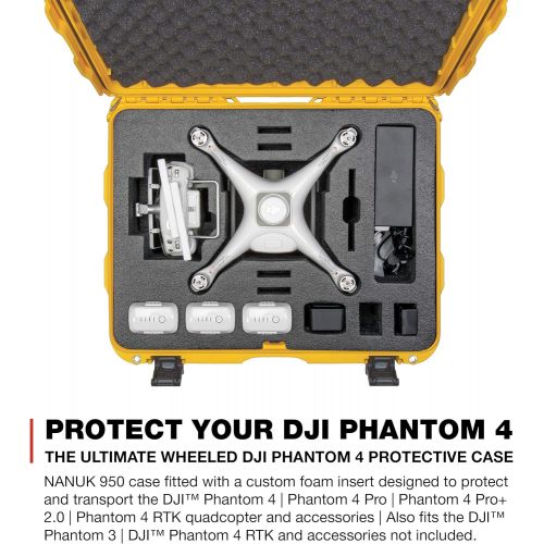  Nanuk DJI Drone Waterproof Hard Case with Wheels and Custom Foam Insert for DJI Phantom 4/ Phantom 4 Pro (Pro+) / Advanced (Advanced+) & Phantom 3 - 950-DJI44 Yellow