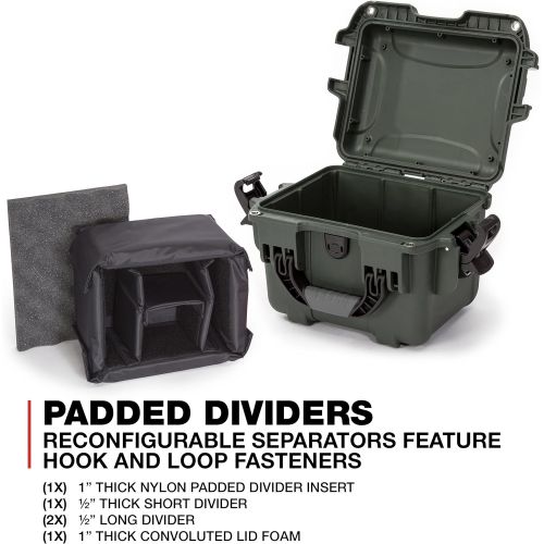 Nanuk 908 Waterproof Hard Case with Padded Divider - Olive