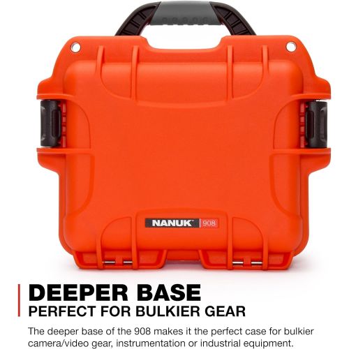  Nanuk 908 Waterproof Hard Case with Padded Divider - Orange