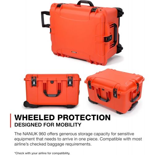  Nanuk 960 Waterproof Hard Case with Wheels and Foam Insert - Orange