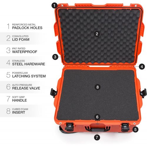  Nanuk 960 Waterproof Hard Case with Wheels and Foam Insert - Orange